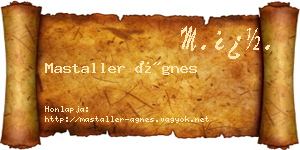 Mastaller Ágnes névjegykártya